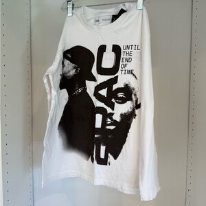 Zara Black and White Graphic Long Sleeve Tee